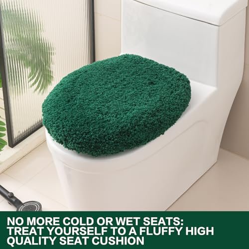 Image of Microfiber Toilet Lid Cover, 17.5 inchx15 inch Fits Round Oblong and Elongated | Toilet Seat Covers for Bathroom, Machine Washable, Decorative Fuzzy fur Look Round Toilet Seat Cover Extra Soft Absorbent