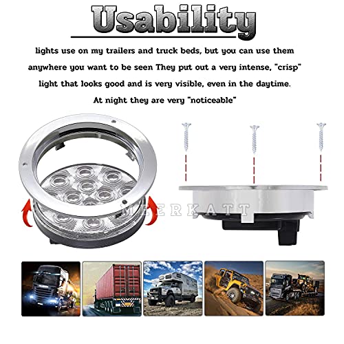 Madcatz (Pack Of 2) 4 Inch Round Clear Lens Red Led Trailer Tail Lamp Brake Lights 12 Diodes With Chrome Bezel Heavy Duty Truck Bus 12V Dc Gac12 #TOP5