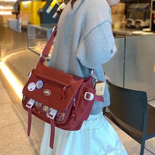 Teclado Kawaii Crossbody Bag with Cute Accessories Nylon Casual Messenger Bags with Pendants Handbags Travel Daypacks2