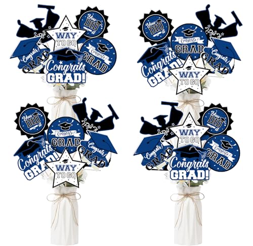 Image of 24Pcs Graduation Party Decorations Class of 2026, Graduation Centerpieces for Tables, 2026 Congrats Grad Party Centerpiece Stick Table Toppers for Graduation Party Supplies (Blue)