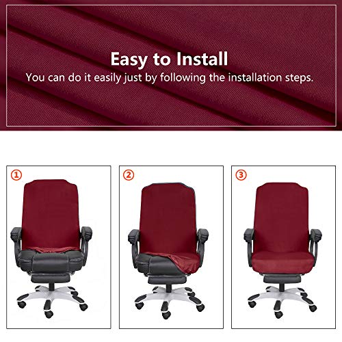 Image of SARAFLORA Office Chair Cover- Large, Burgundy- Removable Computer Chair Cover for Office Chair with Zipper for Universal Rotating Chair Desk Chair Cover High Back Chair Seat Washable Protector for Pet