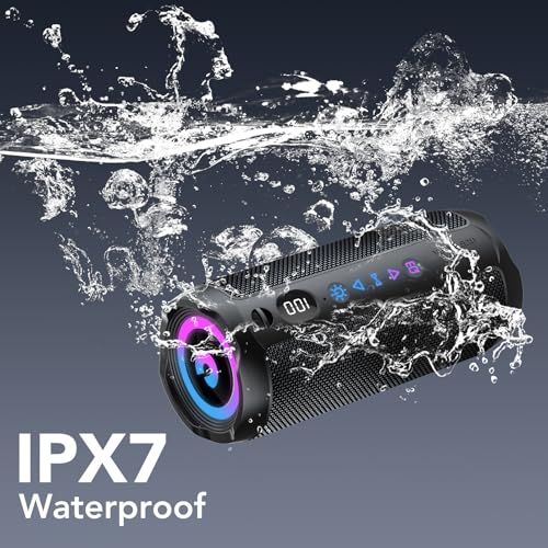 Image of Coioc Portable Bluetooth Speaker, Bluetooth 5.4 Speaker, Dual Speaker with LED Display, Deep Bass,25H Playtime, Colorful RGB Lights,IPX7 Waterproof,TWS pairing for Outdoor /Home /Party /Travel,Gift Ideas