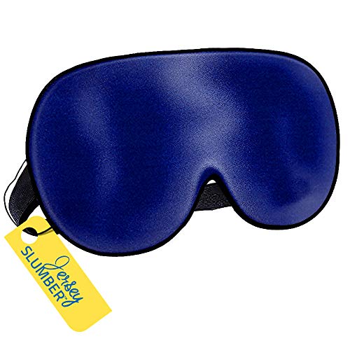 Image of Silk Sleep Eye Mask for Men Women, Comfortable Super Soft Eye Mask with Adjustable Strap, 100% Pure Silk, Blocks Light, Jersey Slumber (Blue, 1 Count (Pack of 1))
