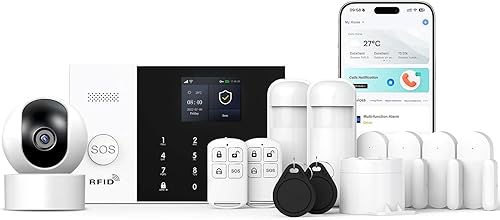 LWOHSI Sistema de cámara de alarma inalámbrica para el hogar, sistemas de seguridad inteligentes para el hogar con cámara HD T53, alerta de