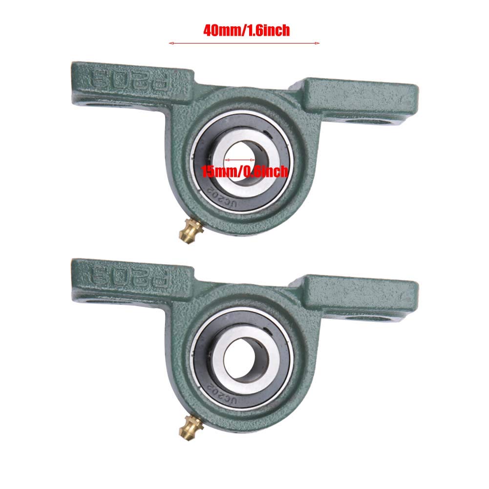 2pcs UCP202 Roulement de Bloc d'Oreiller Palier à Roulement à Billes Portant la Base en Fonte Solide Montage sur Billes Auto-Alignement OD 40mm ID 15mm