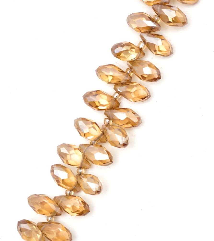 500pcs Czech 12mm Faceted Teardrop Briolette Crystal Glass Loose Beads Pendant Drop Spacer Bulk Golden Shadow for DIY Jewelry Making CCT2-28