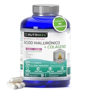 Colágeno hidrolizado puro + Ácido hialurónico – 180 cápsulas – enriquecido con biotina, selenio, zinc, extracto de bambú y vitamina C natural – colageno – dosis alta de 1350mg (3 meses)