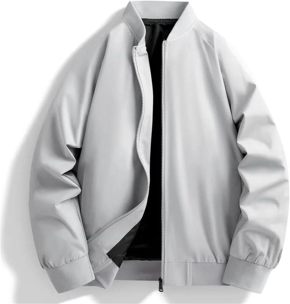 Men's Jackets Bomber Solid Color Stand Collar Baseball Outerwear Plus Size Coat