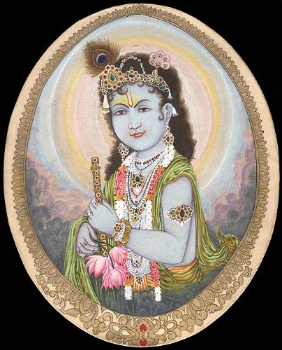 Peinture Exotic India Viewing The Mortal World aquarelle pour décor zen