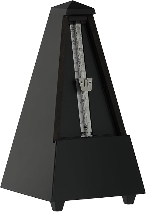 Wittner Metronome Taktell Pyramid Shape System Maelzel Series 810 - Solid wood casing - With bell - Matte black - Mechanically wound - No batteries required - Made in Germany