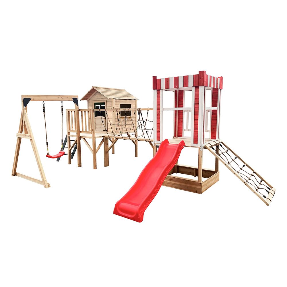 Home Deluxe - Spielpark inkl. Schaukel und Rutsche WUNDERLAND - 555 x 340 cm | Ausstattung inkl. Schaukel