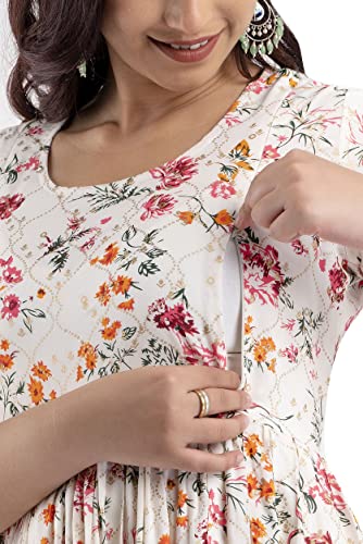 Image of New Elite Rayon Anarkali Maternity Feeding Kurti with Both Side Zipper