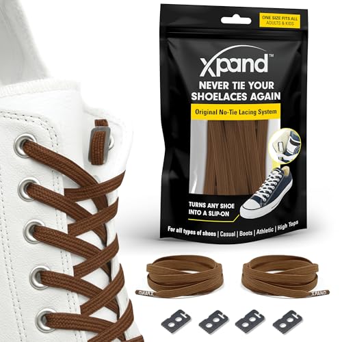 Xpand No Tie Shoelaces for Adults & Kids - Stretch Elastic Shoe Laces for Sneakers | Stretchy Tieless Shoe Strings for Running, Sports & Everyday Wear | One Size Fits All