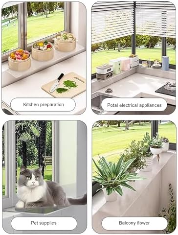 Clear Acrylic Window Sill Extender, 60x15cm Plant Shelf & Cat Perch, 4.5mm Thick Window Shelf with Double-Sided Adhesive for Indoor Plants & Pets