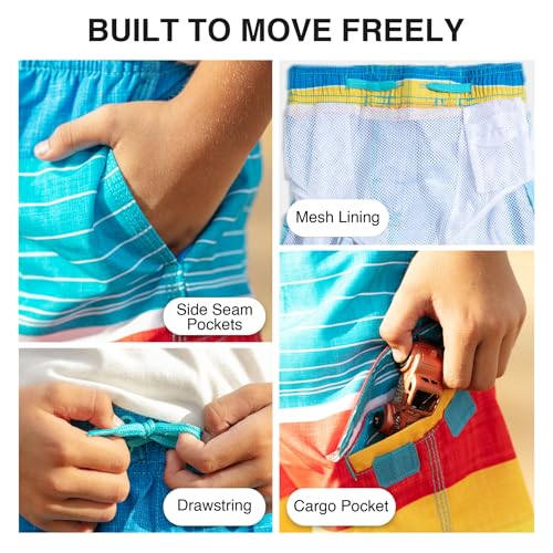 Image of Kanu Surf Boys' Victor Stripe Quick Dry Beach Board Shorts Swim Trunk