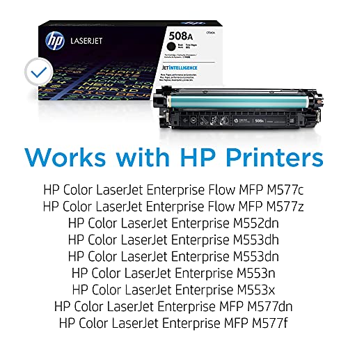 Image of HP 508A Black Toner Cartridge Printers | Works with Color LaserJet Enterprise M552, M553; Color LaserJet Enterprise MFP M577 Series | CF360A