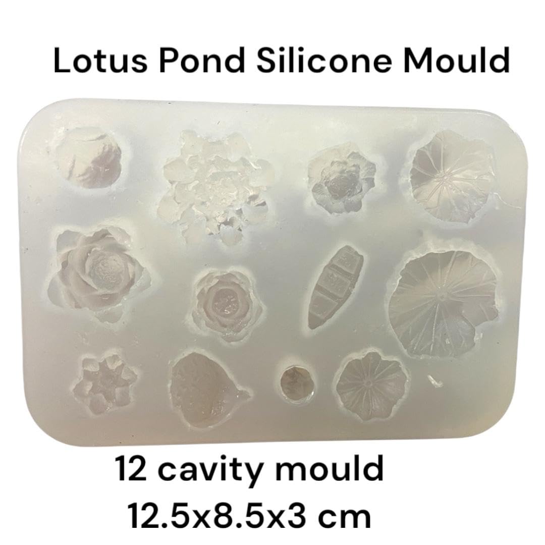 KROKIO® - Lotus Pond Mould Silicone for Candle Making Molds 12 Cavity Flower Moulds Resin Art Craft Mini Boat Fondant Clay Topping Mini Flowers Mold (ASM67-180) 1