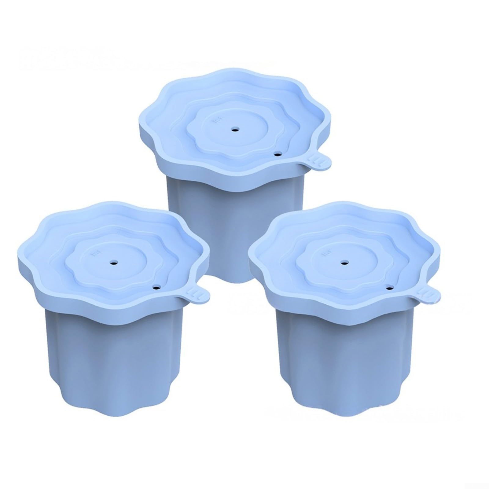 Nexbrill Silicone Ice Cube Trays for Owala 24oz Bottle: 3-Pack for molds with Lids, Easy Release Round Ice for Rapid Cooling in Coffee, Cocktails and Whiskey, 7.4x8.5cm(3-Pack Light Blue)