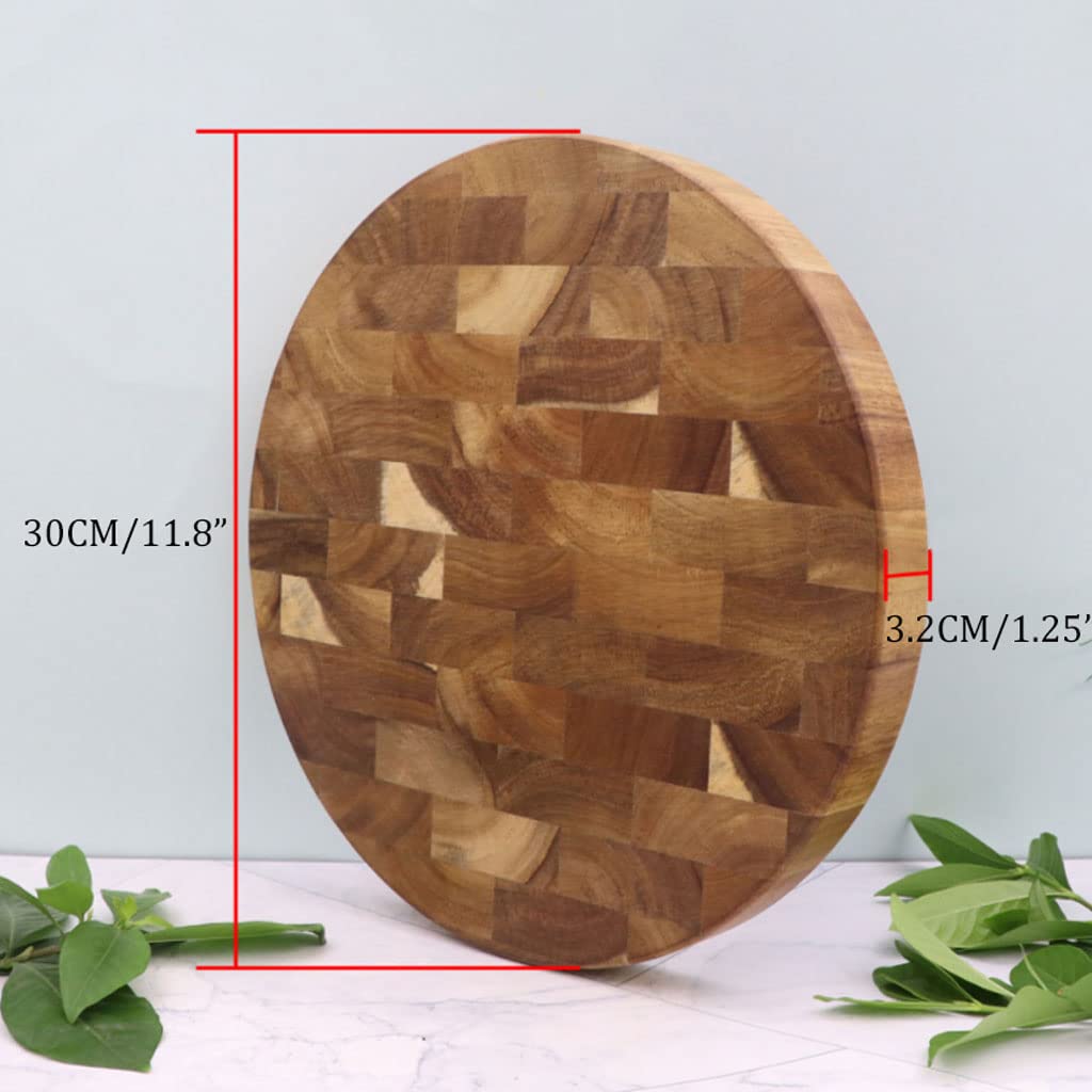 Tabla de Cortar Cocina,Tablas de cortar de madera, bloque de carnicero, tabla gruesa de madera para cortar carne, tabla redonda para servir queso, tabla para picar 11,8x1,25"