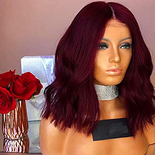 ten chopsticks 99j Color Short Lace Front Human Hair Wigs Pre Plucked With Baby Hair Loose Wave Brazilian Remy Hair Lace Front Bob Wigs