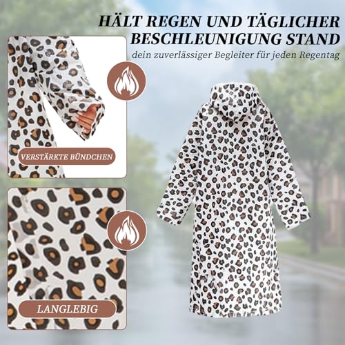 MOAZIFI Regenponcho Festival, Regencape Damen Leo, Regenmantel Damen Wasserdicht mit Premium 3-Lagigem Schutz, Atmungsaktiv und Leicht für Open-Airs, Universalgröße Trendigem Leopardenmuster