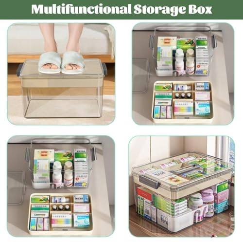 BAONUO Medikamenten aufbewahrung, Medizinbox, Medikamentenbox groß, Multifunktionale Medikamentenbox & Erste-Hilfe-Koffer für sichere Aufbewahrung, für arzneimittel für zu Hause, im Freien