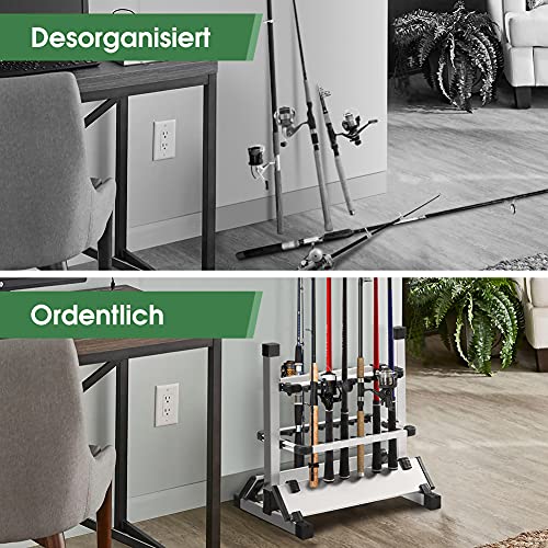 AYNEFY Angelrutenhalter,Rutenständer für Metall Aluminiumlegierung hält bis zu 12 Ruten für Die Meisten Angelruten… – Bild 3