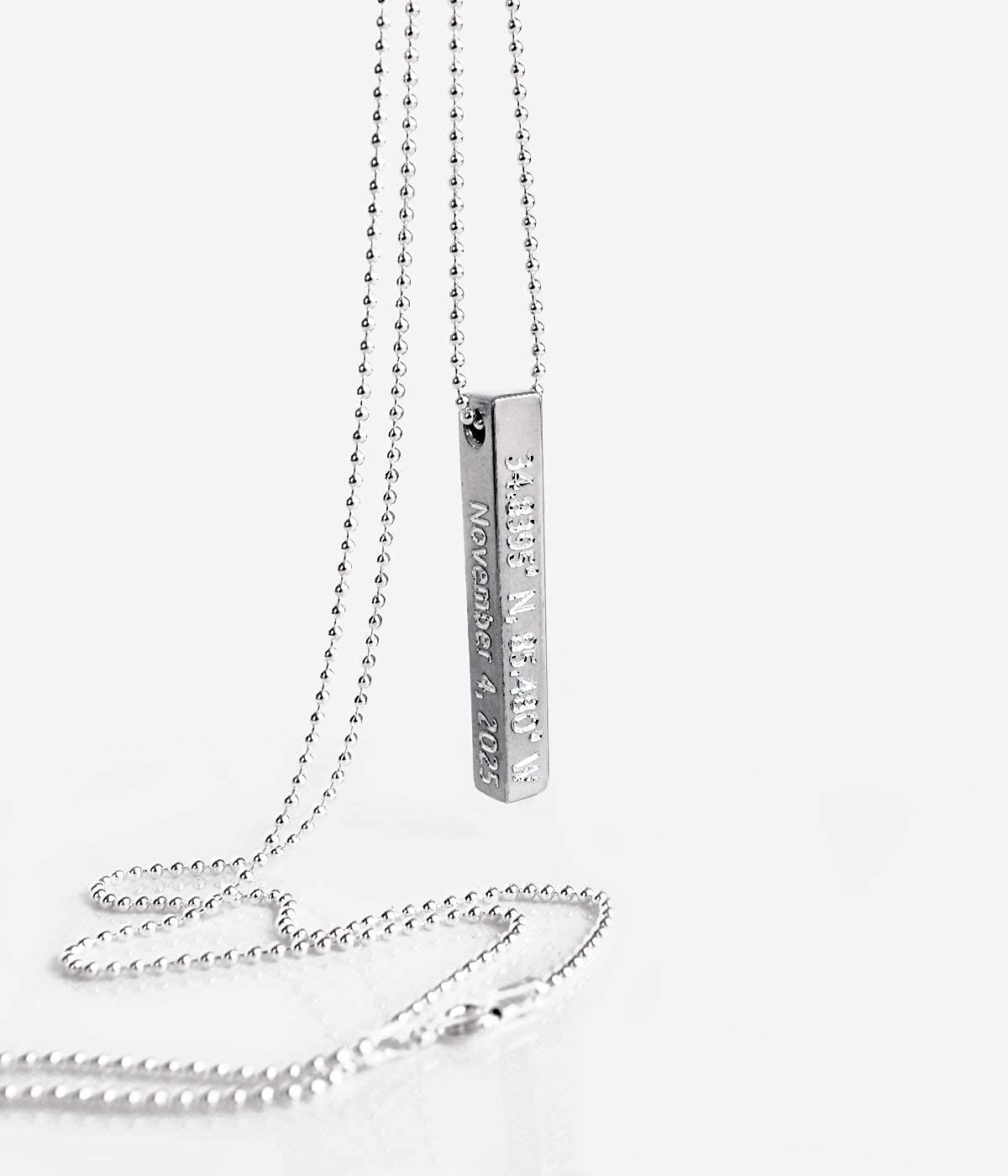 Amazon.com: Engraved 3D Bar necklace 