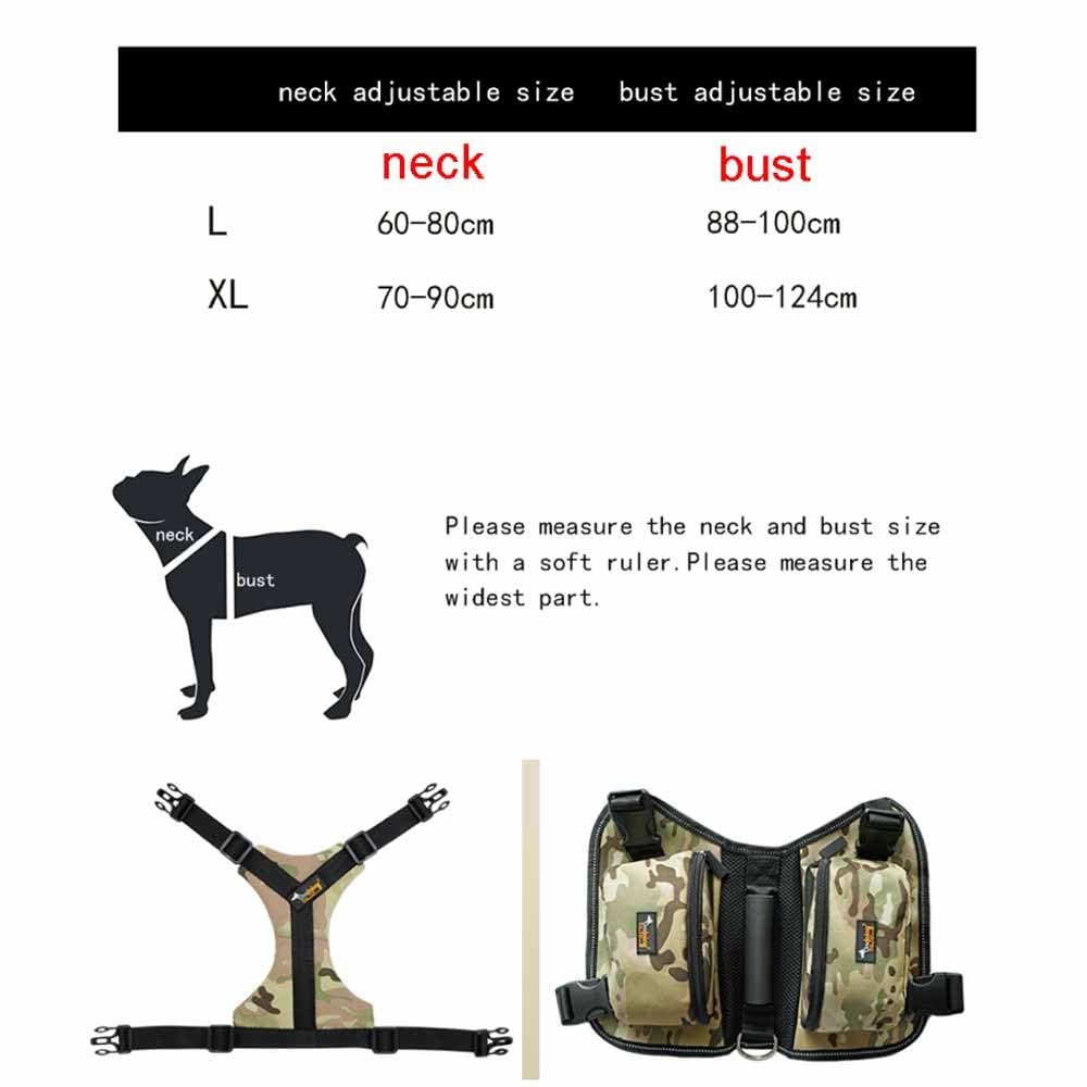 Ondoing Sac à dos pour chien Harnais de taille moyenne Grand chien pour l'extérieur Sac de selle réglable Sac réfléchissant pour la randonnée, le camping et les voyages Taille XL, camouflage rose