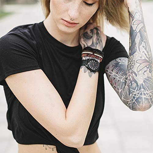 Jstyle 28Pcs Braided Leather Bracelet For Men Women Wooden Beaded Cuff Wrap Bracelet Adjustable C #TOP4