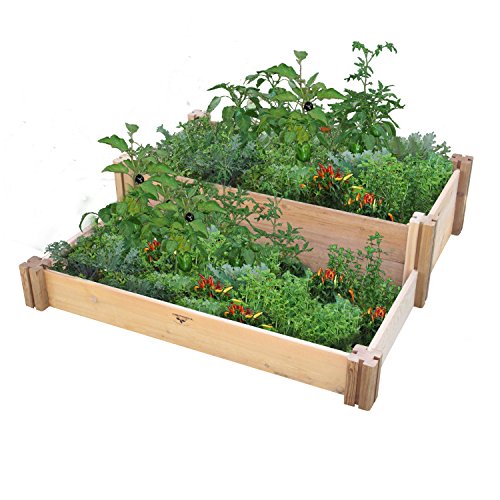 Gronomics Multi-Level Rustic Raised Garden Bed, 36 by 36 by 13"