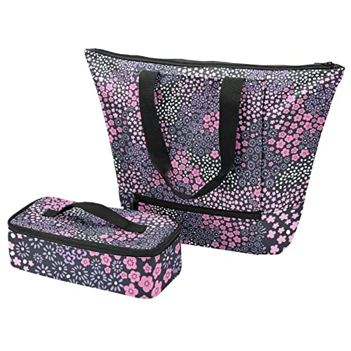 Sacs isolants pour voyage et travail avec grand sac fourre-tout fleuri