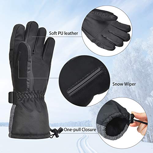 Waterproof Ski Gloves for Men Women, Winter Warm Cozy 3M Thinsulate Snowboard Gloves with Half Ski Mask for Skiing, Snowboarding, Shoveling & Outdoor Sports, with Pocket & Wrist Leashes - Thumbnail 3