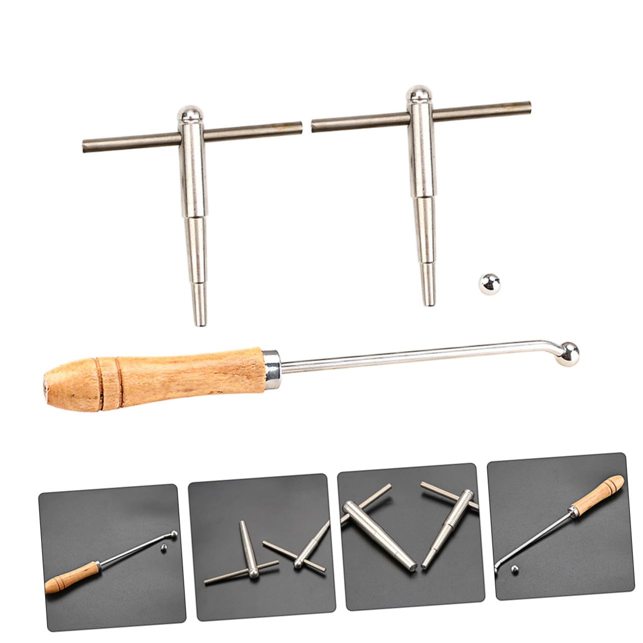 Trompetenreparaturwerkzeug Satz 1 Satz mit Holzgriff für Reparaturarbeiten | Trompete und Horn, Metallausführung, zum Anpassen und Formen, für Instrumentenreparierer und Musikstudenten