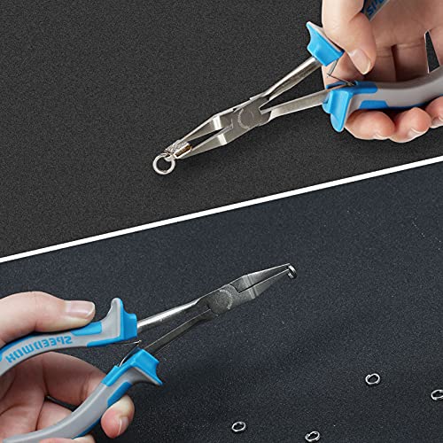 Image of SPEEDWOX 6 Inches Long Reach Slimline Flat Nose Pliers for Jewelry Making Smooth Jaw, Wire Wrapping Bending for Hard to Reach Narrow Spaces