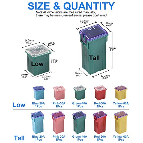 30 Pc Automotive Combination Low And Tall/Std Profile Box Shaped Assortment Fuse Kit For Ford, Chevy/Gm, Nissan, And Toyota Pickup Trucks, Cars And Suvs #TOP1