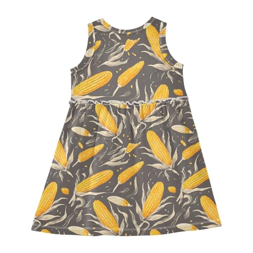 KLL Corn Cobs Beautiful Exotic Toddler Girls Sporty Dress Swing Beach Sundress Comfy Outfits Crew Neck2