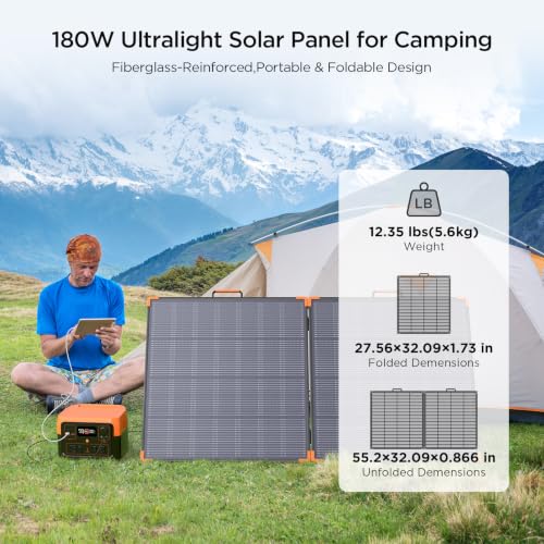 Image of ZOUPW 180W Portable Solar Panel N-Type 16BB for Power Station | 25% Efficiency Foldable Solar Panel for Jackery /Ecoflow /Bluetti /Anker, IP68 Waterproof for RV Camping Off-Grid Power Backup