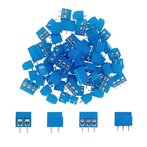 PENGLIN 70個 PCBターミナルブロック プリント基板用端子台 ねじタイプ コネクタ端子台 PCB リード線端子 5ｍｍピッチ 青 2Ｐ-50個 3Ｐ-20個