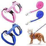 🐈 【Weiches Material】 Das verstellbar Kaninchengeschirr besteht aus hochwertigem Polyester, ist verschleißfest, langlebig, sicher und umweltfreundlich, schadet dem Kaninchen nicht, ist angenehm zu tragen, waschbar und wiederverwendbar.