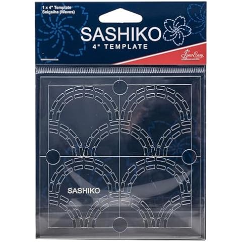 Sew Easy 4” Sashiko Template – Seigaiha (Waves) Quilting & Patchwork Rule for Applique Sewing, Transparent Acrylic Non-Slip, Instructions Included Cover