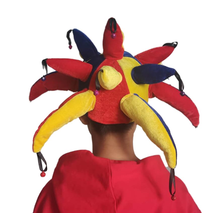 Jester Costume Clown Hat and Nose Set Funny Novelty Hat Halloween Party Fancy Dress Up Costume Pointy Joker Hat Multicolor Cosplay Hat Wacky Hat Mardi Gras Hat for Christmas Carnival Halloween - Image 4