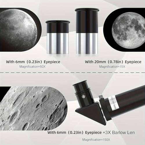 Teleskop dla dzieci, dorosłych i początkujących, 70 mm Aperture (otwór), teleskop astronomiczny z powiększeniem 15X-150x, statyw (regulacja wysokości 41-117 cm) i adapter do smartfona wraz z