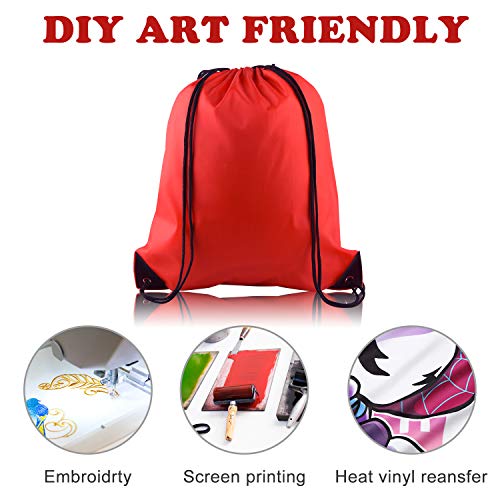 Kuuqa 25Pcs Drawstring Backpack Bags String Backpack Sport Bag Sack Cinch Gym Backpack Bulk For Gym Sport Traveling，Red #TOP3
