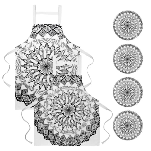 Tablier de cuisine et tablier de serveuse lot de 2 pour restaurant bar et pâtisserie