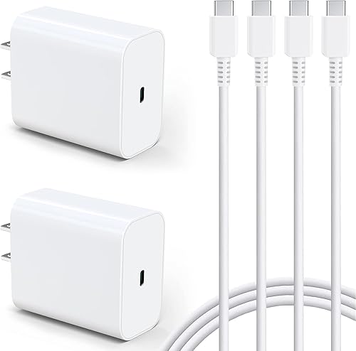 Bloque de carga súper rápido de 45 W, paquete de 2 bloques de carga rápida tipo C con cable de carga USB C de 6 pies compatible con Samsung Galaxy
