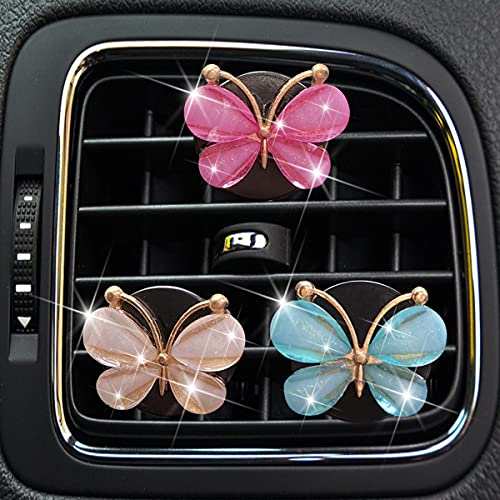 3Pcs Lovely Butterfly Car Clip, Cute Butterfly Car Air Conditioning Outlet Diffuser Car Charm Air Vent Accessories Cute Car Interior Decor for Girls & Women