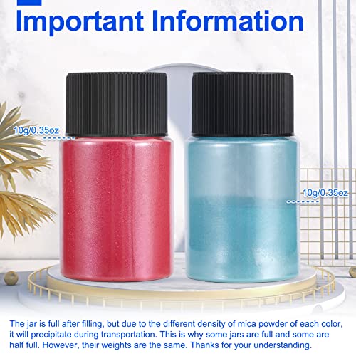 Changtikeji Mica Powder，63 Color-10G/Bottle Of Natural Pigment Powder For Epoxy Resin，Lip Gloss，Eye Shadow,Paint, Dye,Soap Making,Nail Polish,Candle Making,Bath Bombs #TOP4