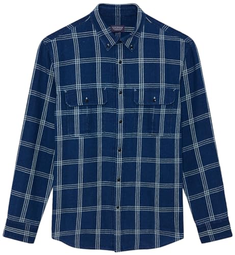 Club Monaco Men's Long Sleeve Relaxed Indigo Twill Shirt Jacket
