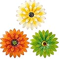 Hotop 3 Pieces Metal Flower Wall Art 3D Daisy Decor Multiple Layer Hanging Rustic Farmhouse Boho Style Decorations for Indoor Outdoor Home Living Room Office Garden (8 inches)